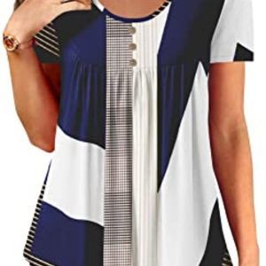 BeadChica Women's Tunic Tops For Leggings  Botton Up Short Sleeve Shirts